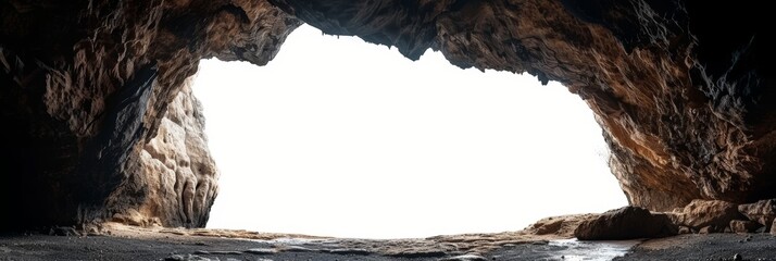 Fototapeta premium Big empty cave with entrance on white isolated background