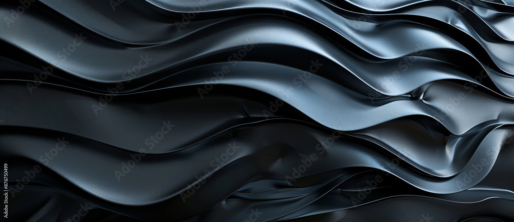 Aufkleber 3d render of abstract dark gray background with wavy elements