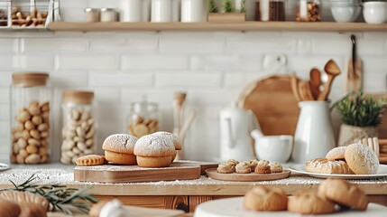 Background: The interior of a luxury home showcases a spacious kitchen with wooden floors and a 3D illustration of a state-of-the-art cooking space, complete with high-end appliances.