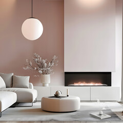 Modern minimalist style fireplace wall design