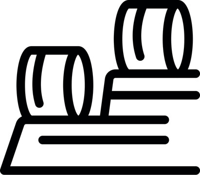recommend clip art: Conveyor belt moving hay bales, farming and agriculture equipment line icon