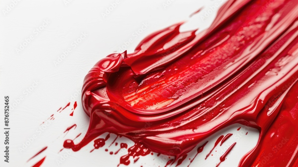 Poster close-up view of a red liquid on a white surface, suitable for use in medical or science contexts