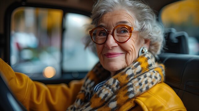 Elderly woman driving alone, safe driving for the elderly, safety of elderly drivers