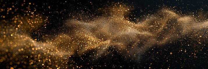 Obraz premium Gold Glitter Texture Isolated On Black. Amber Particles Color. Celebratory Background. Golden Explosion Of Confetti.