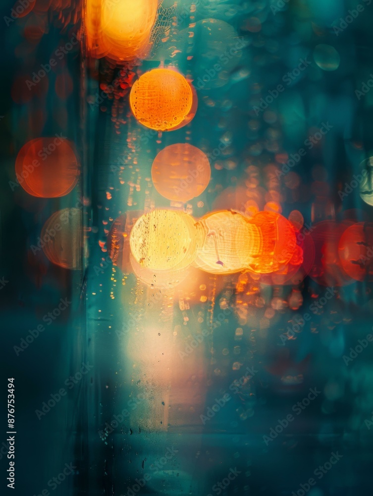 Poster raindrops on a windowpane create a beautiful abstract pattern. ai.