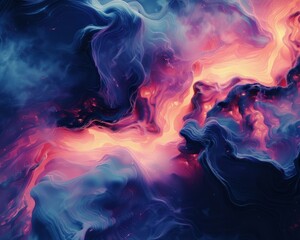 An abstract painting with vibrant colors and a smoky texture. AI.