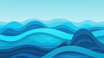 Beautiful blue vector background with natural water ocean waves.