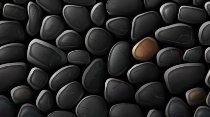Obraz premium Enhance designs with a striking black abstract lava stone texture background.