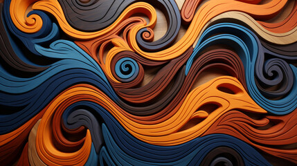 Elegant wood grain patterns in earth tones with detailed texture  intricate design, portrayed through flat illustration techniques.