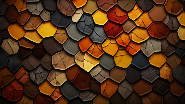 Detailed turtle shell patterns in earth tones, captured in intricate flat illustration with a textured design.
