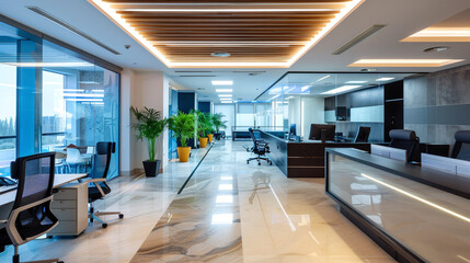 A Modern Professional Office Space with Sleek Furniture