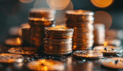  a pile of coins sitting on top of a table