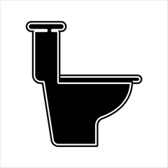 Sanitary equipment vector bathroom bowl toilet line icon. Bidet toilet drain icon.