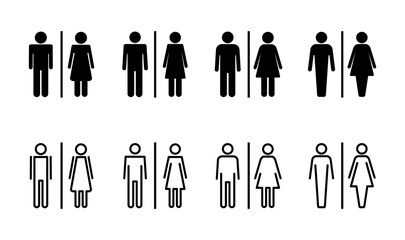 Toilet icon set. restrooms icon vector. bathroom sign. wc, lavatory