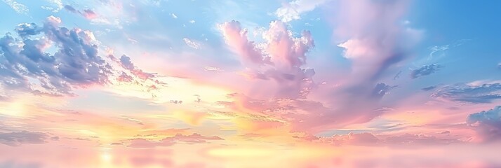 Fototapeta premium Sunset sky in the morning with sunrise and soft pink clouds with yellow tones. happy.day. back ground