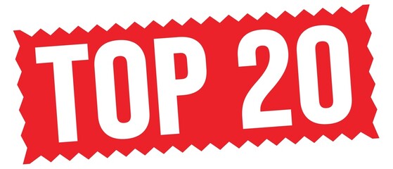 TOP 20 text written on red stamp sign.