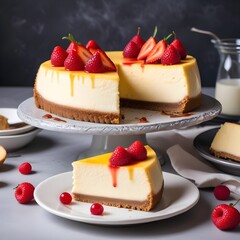 strawberry cheesecake with slice