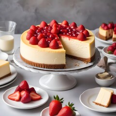 strawberry cheesecake with slice