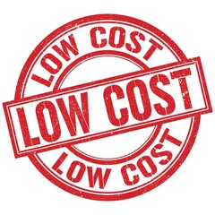 LOW COST written word on red stamp sign