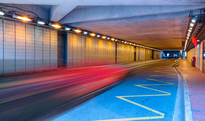 Famous Grand Prix race tunnel of Monte-Carlo at Monaco 