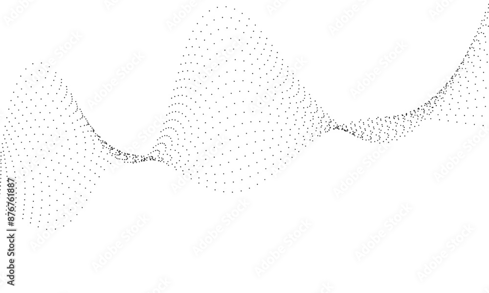Poster abstract halftone flowing dots wave curved lines, frequency sound, technology curve dots lines. digi