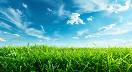 Obraz premium green grass and blue sky