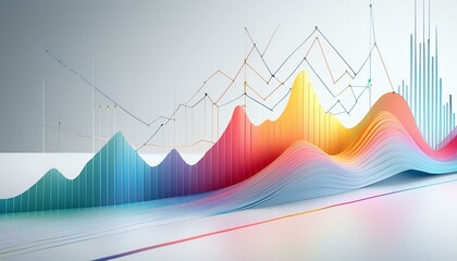 Fototapeta premium A sleek presentation slide with a pure white background, showcasing a modern line graph with