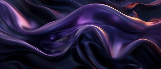 Fototapeta premium Abstract image of flowing, silky fabric in dark shades of purple and black, creating a sense of elegance and mystery.