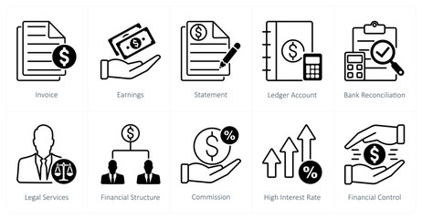 A set of 10 Accounting icons as invoice, earnings, statement
