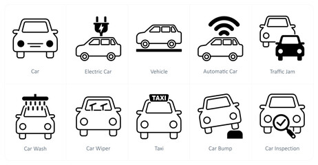 A set of 10 Car icons as car, electric car, vehicle