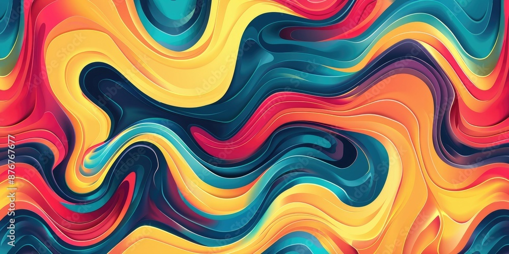 Poster a dynamic and colorful swirl pattern suitable for modern design projects, reflecting energy and vibr