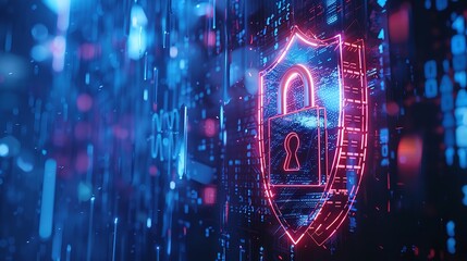 National Cyber Security Awareness Month. Digital Padlock in Futuristic Cybersecurity Concept