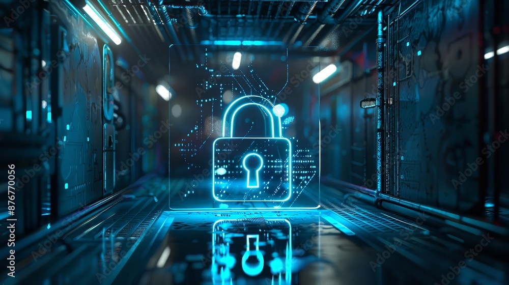 Aufkleber the security system on the server. online protection. protection against hacker attacks