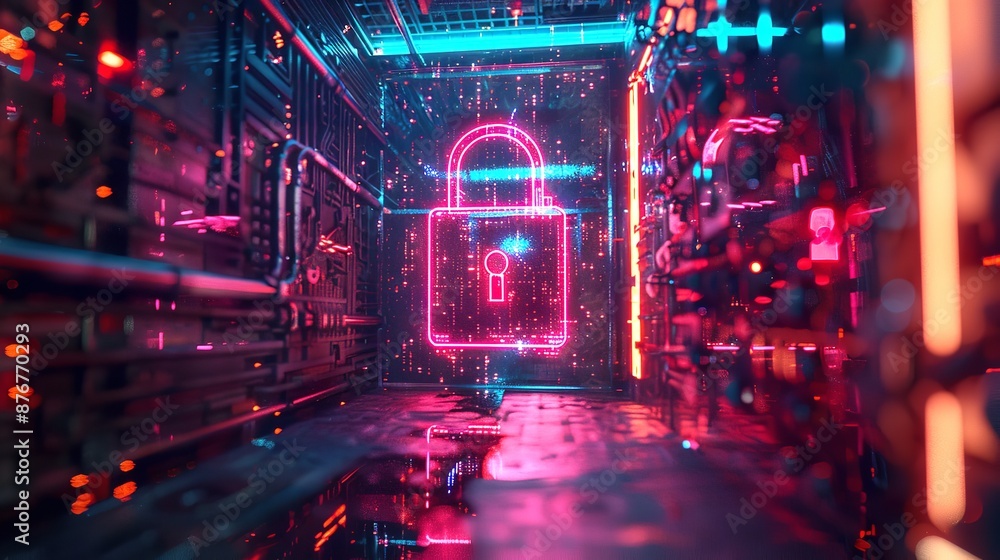 Aufkleber the security system on the server. online protection. protection against hacker attacks