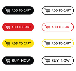 Set of Shop Now, Buy Now, Add to Cart Button with Cart Icon Isolated on White Background