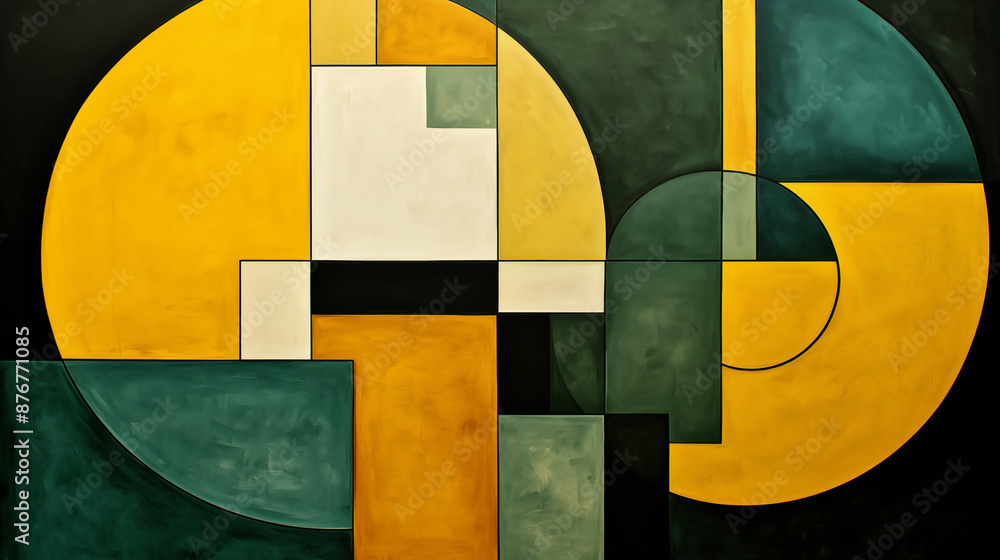 Poster minimal geometric abstract background. circle square and triangle design.