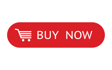 Buy Now Button with Cart Icon Isolated on White Background