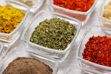 Various spices on the table