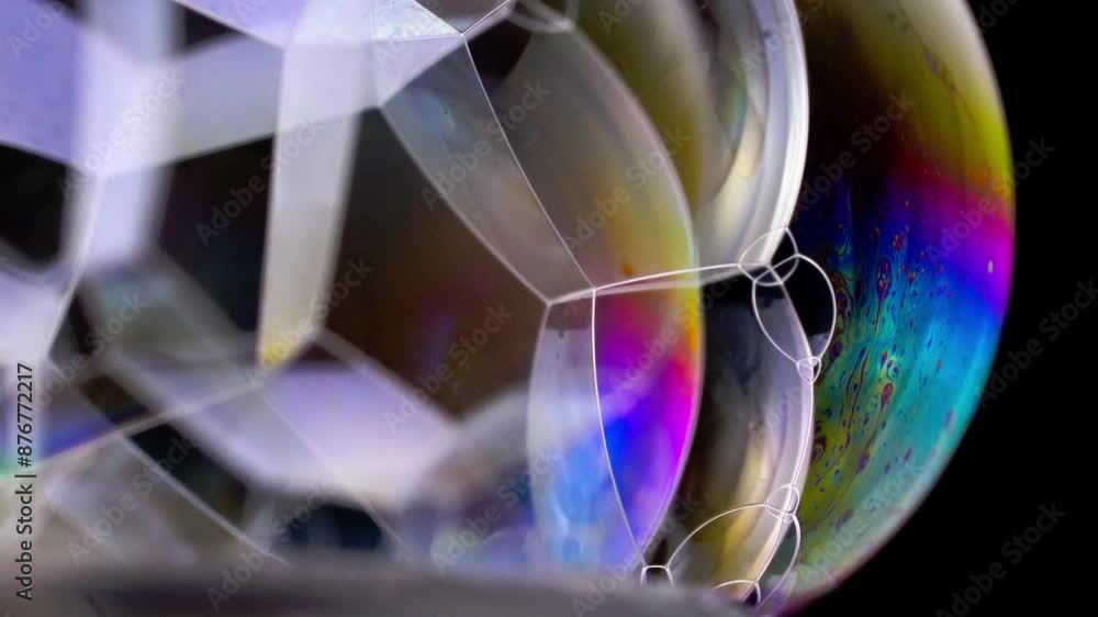 Poster texture of crystalline soap bubbles with a multicolor range. macro. psychedelic effect.