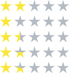 Customer experience vector icons with rating stars. 1 and 2 rating stars