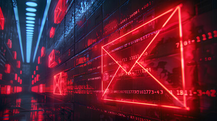 Email inbox alert and spam virus with warning, email security protection alert, new email notification and internet communication concept, email technology icon, junk mail compromised information