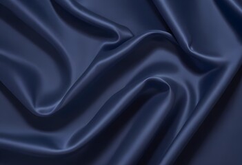 Fototapeta premium Blue deep satin velvet wavy drapery texture sample background