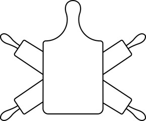 Vintage kitchen cutting board. Kitchen wall decor, sign, graphic design. Black cutting board, Simple Kitchenware, isolated on transparent background. Poster for kitchen design with cutting board.