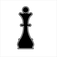 Set of black chess pieces. Chess piece icons. Board game. Vector illustration isolated on white background.