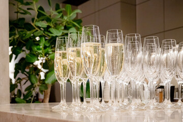 champagne glasses on the table