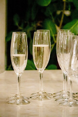 champagne glasses on the table