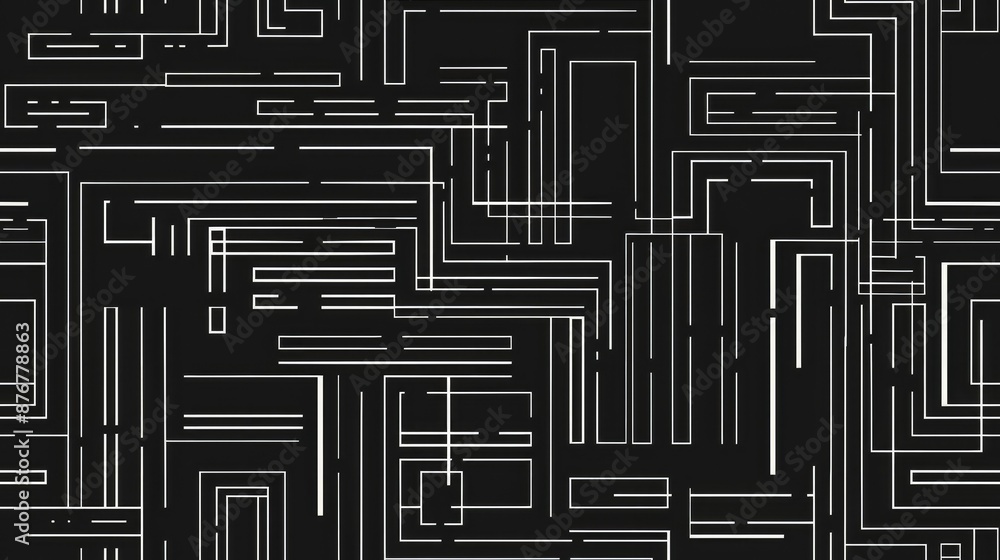Poster the image is a black background with a white circuit board pattern.