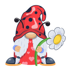 Naklejka premium A flat style icon of gnome flower