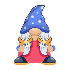 A flat style character icon of female gnome  

