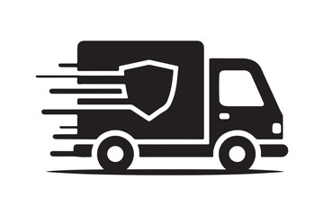 Minimalist Silhouette Delivery Truck Vector Illustration